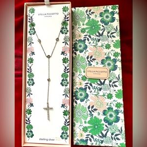Stella Picciotto VeronaVintage Sterling Silver Necklace, Cross with Stones